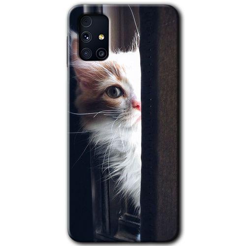 Samsung Galaxy M31s HD Baskılı Kılıf + 9D Tam Ekran Koruyucu - Kedi Bakışı
