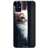 Samsung Galaxy M31s HD Baskılı Kılıf + 9D Tam Ekran Koruyucu - Kedi Bakışı