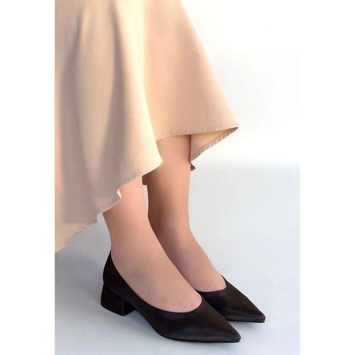 Ferla Acı Kahve Cilt Topuklu Ayakkabı