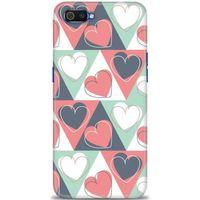 Realme C2 Kılıf HD Baskılı Kılıf - Kalp Kalp + Tam Ekran Koruyucu