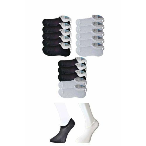 Siyah ve Beyaz Erkek Görünmez Çorap 15 çift