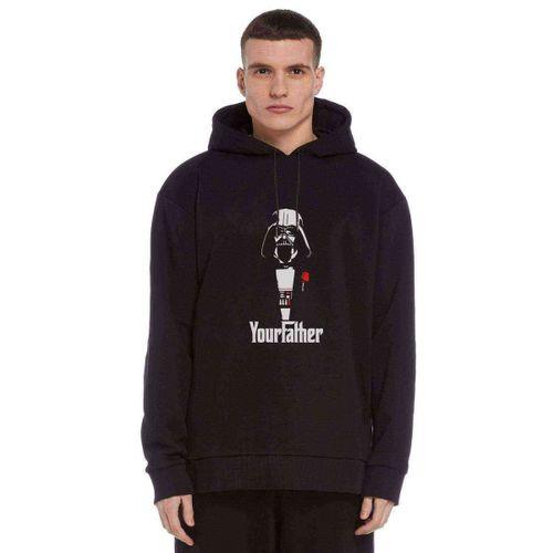Your Father Baskılı Siyah Erkek Kapşonlu Sweatshirt
