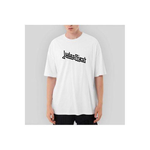 Judas Priest Logo Oversize Beyaz Tişört