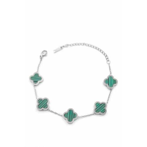 VC Yonca Bileklik Gümüş - Yeşil