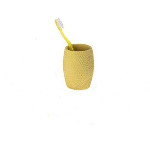 2 Adet Diş Fırçalık,Macunluk Sarı Petek Desenli Poliresin 8X8X10Cm 400Ml Banyo Seti