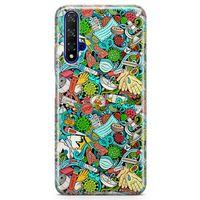 Huawei Nova 5t Kılıf Covid-19 Doodle Arka Kapak Koruma Desenli Full Koruyucu