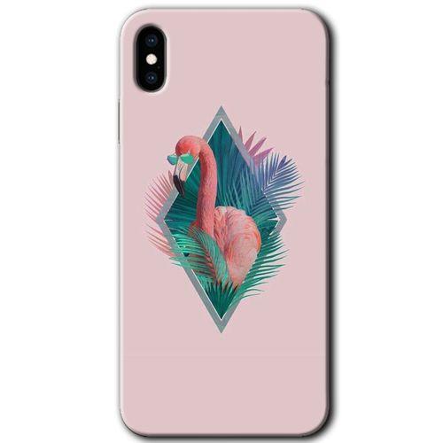 MRCİLETİSİM iPhone Xs Max Kılıf HD Desen Baskılı Arka Kapak + Mat Kobra Cam - Flamingo