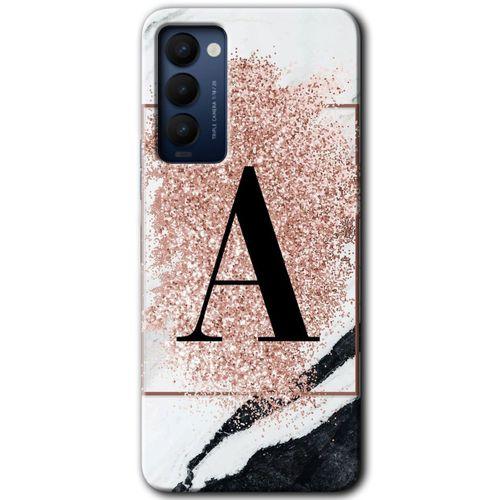 Tecno Camon 18T Kılıf HD Desen Baskılı Arka Kapak - Pembe Mermer Desenli A Harfi