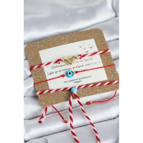 Marteniçka Bileklik 3'lü Kalp ve Mavi Boncuk Model