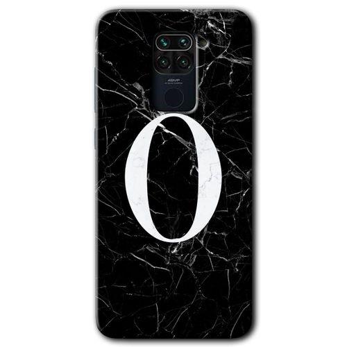 Xiaomi Redmi Note 9 Kılıf Baskılı Arka Kapak - Siyah Mermer Desenli Ö Harfi +Tam Ekran Koruyucu