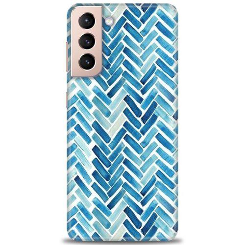 Samsung Galaxy S21 FE Kılıf HD Baskılı Kılıf - Mavi Çizgiler + Tam Ekran Koruyucu