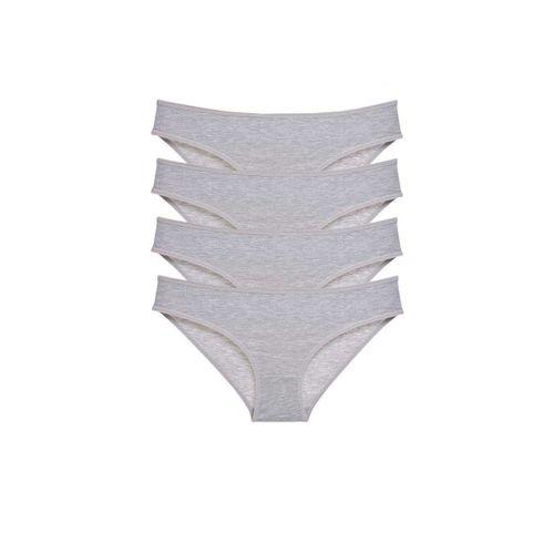 4 adet Süper Eko Set Likralı Kadın Slip Külot Gri