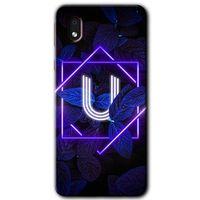 MRCİLETİSİM Samsung Galaxy A01 Core Kılıf Baskılı Kapak - Dark Neon Yaprak U Harfi + 5D Tam Kaplayan Cam