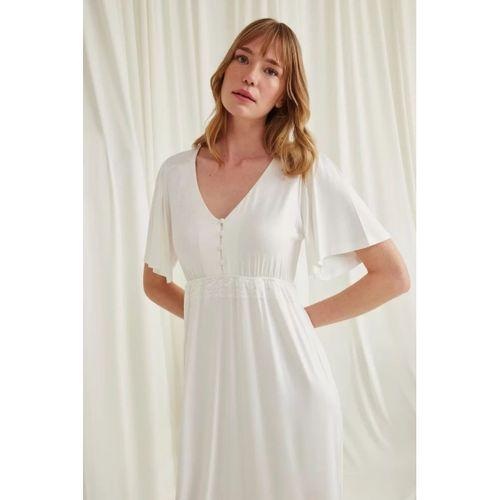 Dantelli Önü Düğmeli Hamile Lohusa Gecelik