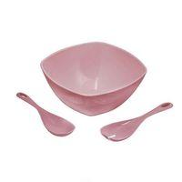 3,5 Lt Soft Pembe Akrilik Kare Salata ve Servis Kasesi Seti – 3 Parça