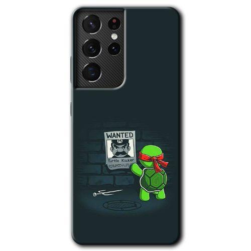 MRCİLETİSİM Samsung Galaxy S21 Ultra Kılıf HD Desen Baskılı Arka Kapak + Temperli Cam - Kaplumbağa Avcısı