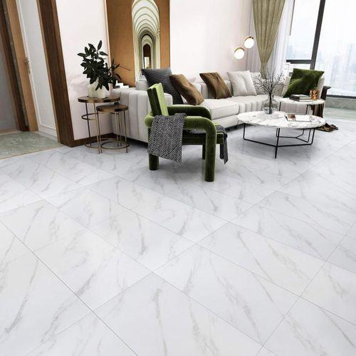 Kendinden Yapışkanlı Kırık Beyaz Seramik Desen Zemin Yer Kaplama Paneli 30x60cm Arkası Kauçuklu