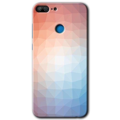 MRCİLETİSİM Honor 9 Lite Kılıf HD Desen Baskılı Arka Kapak + Temperli Cam - Polygon Graident 3