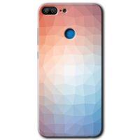 MRCİLETİSİM Honor 9 Lite Kılıf HD Desen Baskılı Arka Kapak + Temperli Cam - Polygon Graident 3