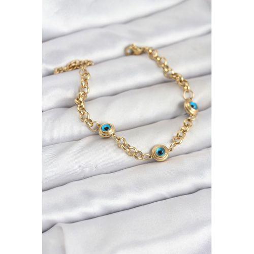 316L Çelik Nazar Model Gold Renk Kadın Bileklik