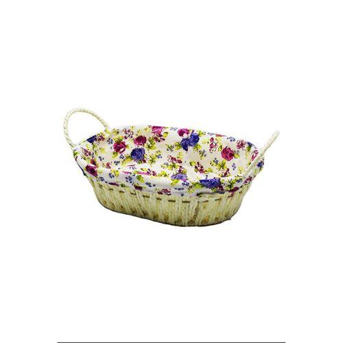 Renkli Bezli Oval Hasır Ekmek Sepeti Royaleks-8821