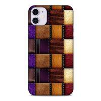 Apple Iphone 11 Kılıf Patchwork (13) Silikon Kap Mor Turuncu