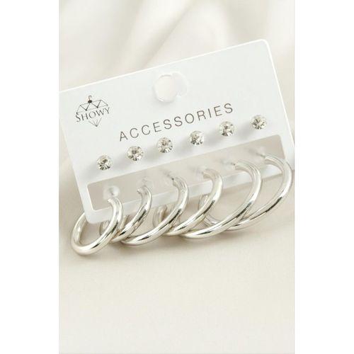 12 Adet Boru Taşlı Halka Küpe