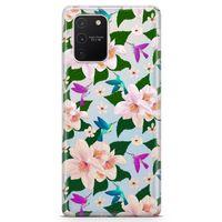 Samsung Galaxy A91 Kılıf Karanfil Kuşlar Arka Kapak Koruma Desenli Full Koruyucu