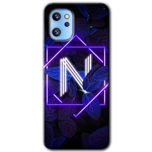 Reeder S19 Max Pro Kılıf HD Desen Baskılı Arka Kapak - Dark Neon Yaprak N Harfi