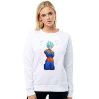 Anime Dragon Ball Baskılı Beyaz Kadın Sweatshirt