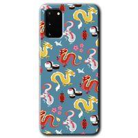 MRCİLETİSİM MRCİLETİSİM Samsung Galaxy S20 Kılıf HD Desen Baskılı Arka Kapak + Temperli Cam - Funky Dragon