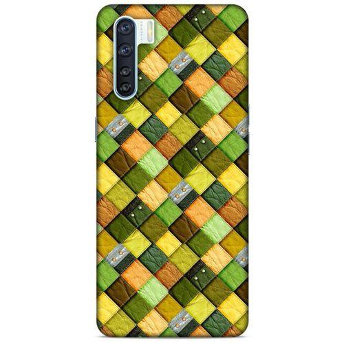 Oppo A91 Kılıf Patchwork (49) Ultra Silikon Kılıf Sarı Yeşil