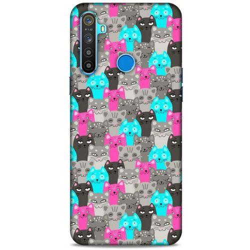 Lopard Oppo Realme 5i Uyumlu Kılıf Kediler (7) Telefon Kılıfı Pembe Mavi Gri