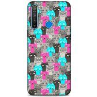 Lopard Oppo Realme 5i Uyumlu Kılıf Kediler (7) Telefon Kılıfı Pembe Mavi Gri