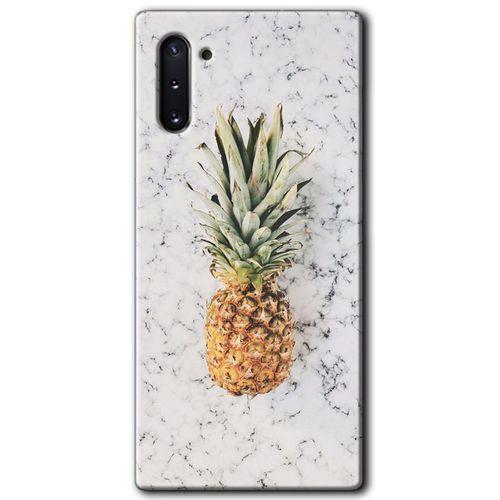 MRCİLETİSİM MRCİLETİSİM Samsung Galaxy Note 10 Kılıf HD Desen Baskılı Arka Kapak + Temperli Cam - Ananas