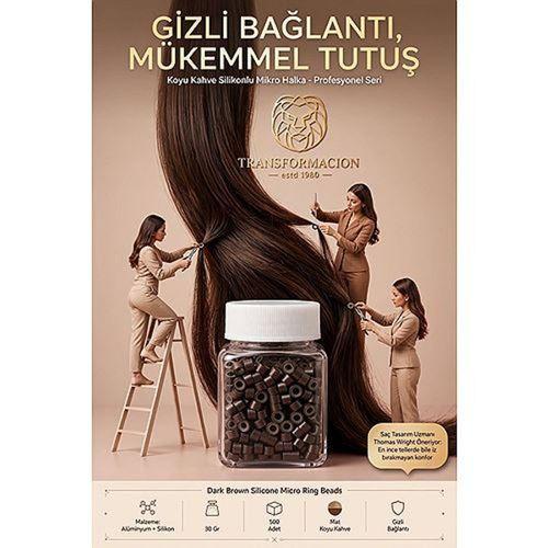 Koyu Kahve Silikonlu Saç Kaynak Boncuğu 30 gr 500 Adet Mikro Halka 723599