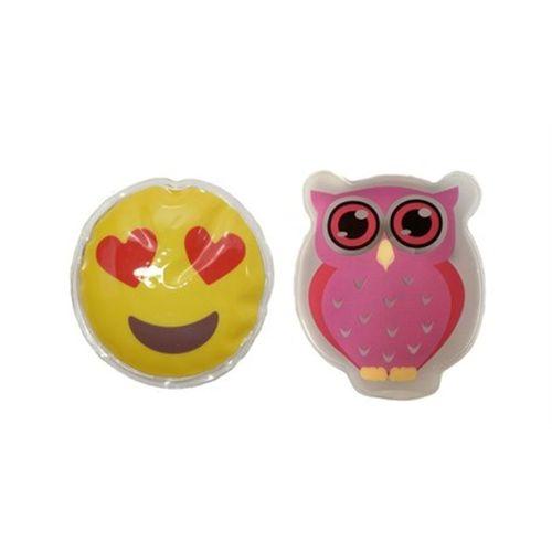 Kalp Emoji Pembe Baykuş Cep Sobası,El Isıtıcı,2 Adet Sıcak Su Torbası Pvc  9Cm
