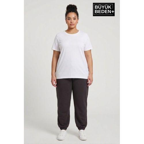 Kadın Büyük Beden Paça Lastikli İki İplik Rahat Kalıp ince Eşofman Altı SPR26BEAK951