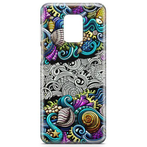Xiaomi Redmi Note 9S Kılıf Deniz Mahsulleri Doodle Arka Kapak Koruma Desenli Full Koruyucu