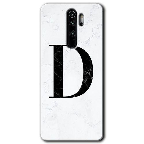 Redmi Note 8 Pro Kılıf HD Desen Baskılı Arka Kapak - Beyaz Mermer Desenli D Harfi