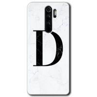 Redmi Note 8 Pro Kılıf HD Desen Baskılı Arka Kapak - Beyaz Mermer Desenli D Harfi