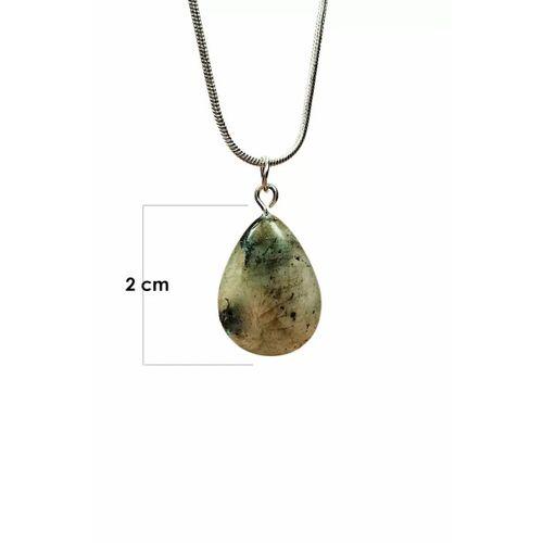 Labradorit Doğal Taşı Zincirli El Yapımı Kolye Uç: 2 cm Zincir: 20 cm Kutulu