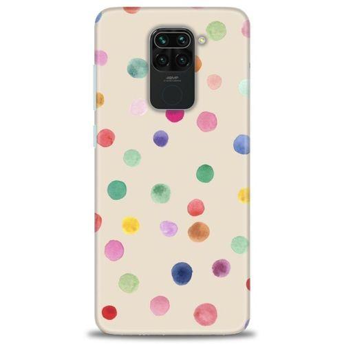 Xiaomi Redmi Note 9 Kılıf HD Baskılı Kılıf - Renkli Puantiye + Tam Ekran Koruyucu