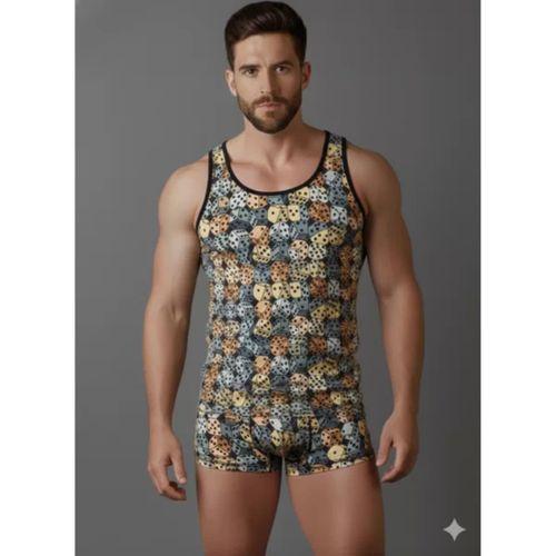 Erkek Desenli Tank Top Boxer Takımı