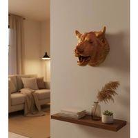 Dekoratif Altın Gold Kurt Duvar Heykeli Asılabilir Hediyelik 25x19 Cm