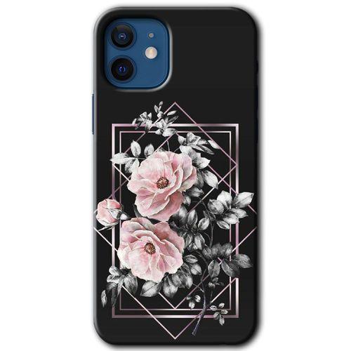 BeRa Aksesuar iPhone 12 Kılıf Baskılı Kapak - Retro Çiçek 1 +Tam Kaplayan Mat Seramik