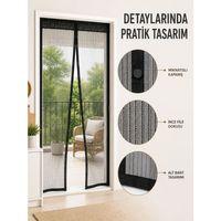 Mıknatıslı Kapı Sinekliği Otomatik Kapanan Siyah File Balkon Ve Teras Sinekliği