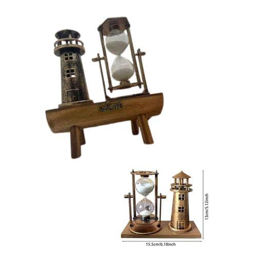 Hediyelik Eşya Retro Deniz Fenerli Kum Saati Ahşap Görünümlü Dekoratif Eşya
