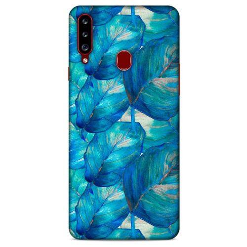 Samsung Galaxy A20s Uyumlu Kılıf Mavi Delisi (47) Crystal Flex Kılıf Yaprak