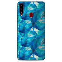 Samsung Galaxy A20s Uyumlu Kılıf Mavi Delisi (47) Crystal Flex Kılıf Yaprak